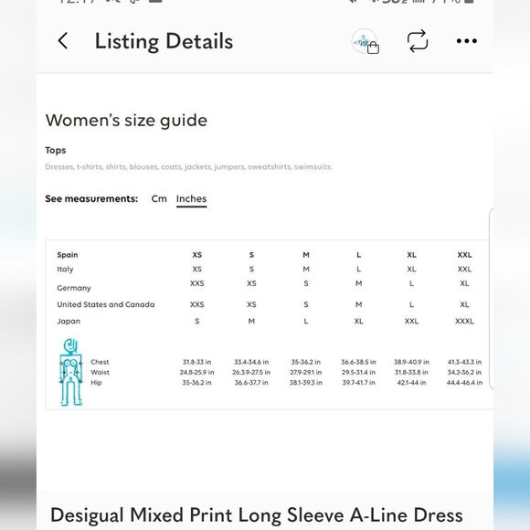 Desigual Mixed Print Long Sleeve A-Line Dress Size Small - Picture 6 of 6